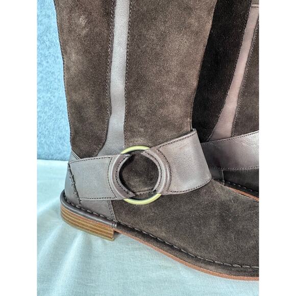 Olukai Women's sz 6 Holo Lio Chocolate Brown Suede Full Zip Riding Boot Harness - Picture 7 of 10